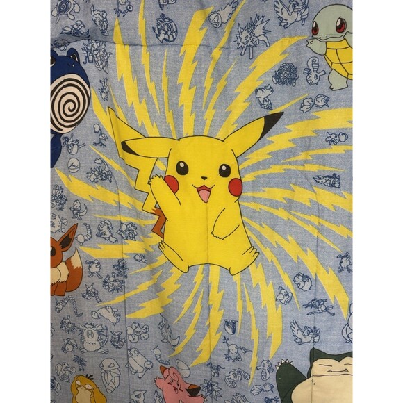 1998 Nintendo Pokemon Comforter 74.5" x 88" Pikachu Charmander - Picture 4 of 10